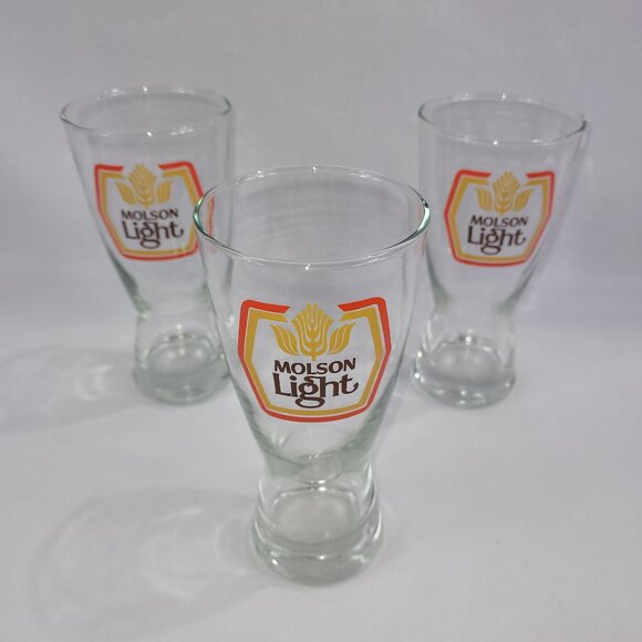 Vintage 6.5" Molson Light Canadian Set 3 Beer Glass - Picture 1 of 1